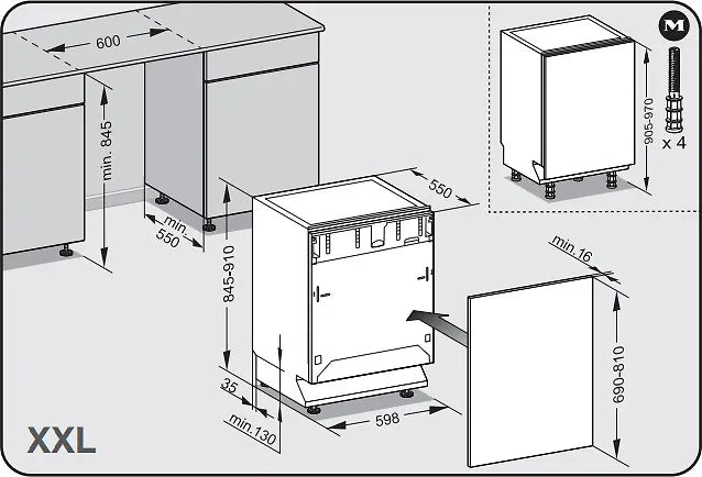 Miele G 7655 SCVi XXL astianpesukone, integroitava