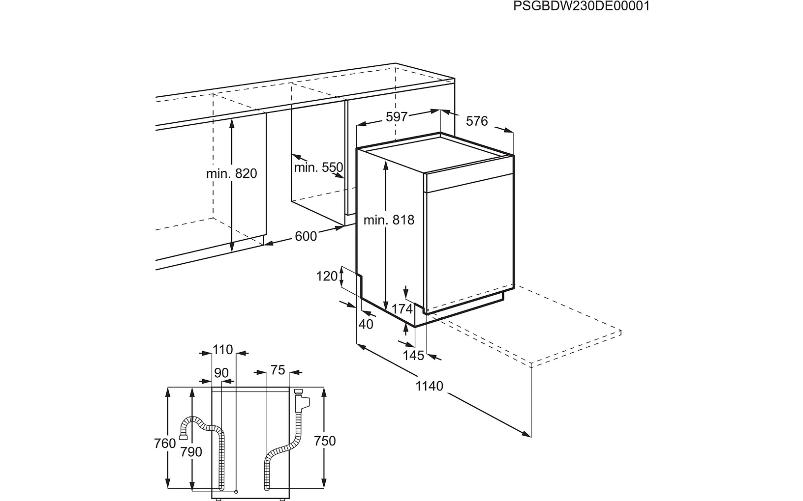 Electrolux ESS48300UW 600 SatelliteClean diskmaskin, vit