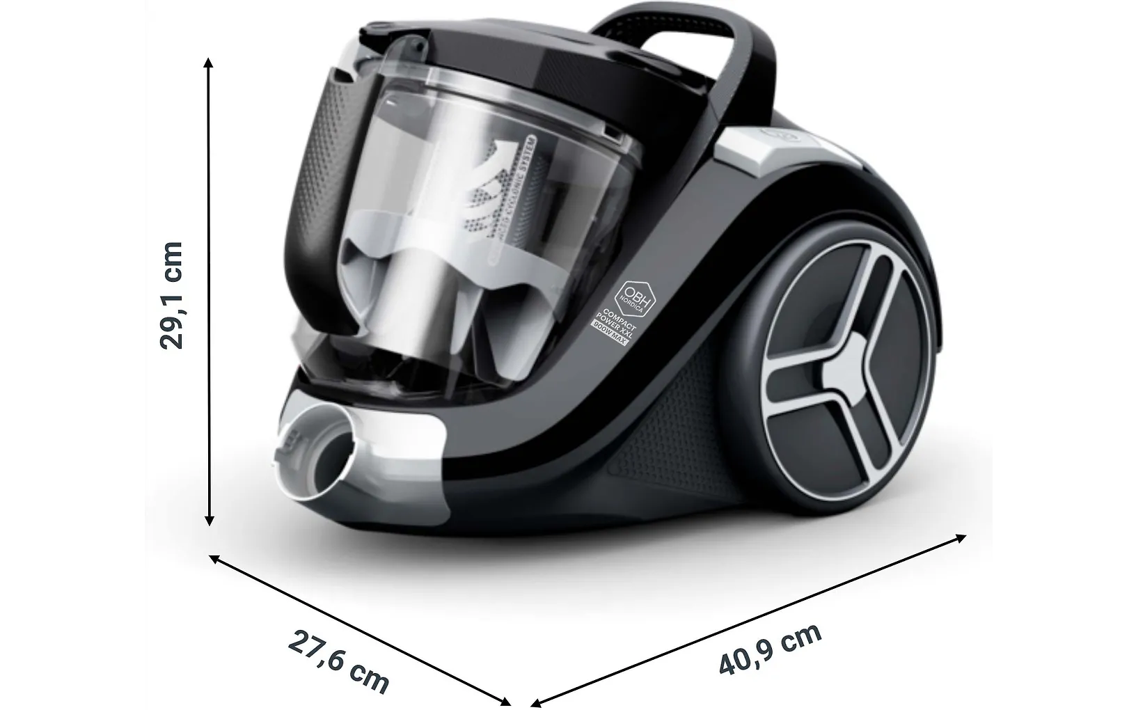 OBH Nordica Compact Power XXL Bagless -pölypussiton pölynimuri, musta Arvosana 4.1/5 perustuen 40 arvosteluun