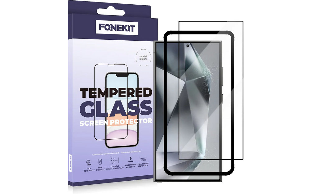 FoneKit Full Cover -panssarilasi, Samsung Galaxy S24 Ultra, musta