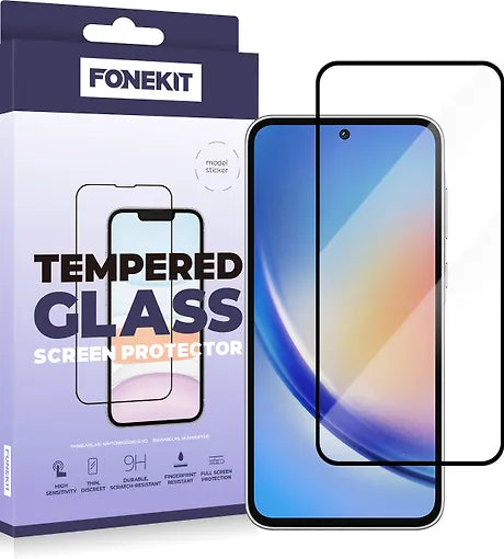 FoneKit Full Cover pansarglas, Samsung Galaxy A35, Svart