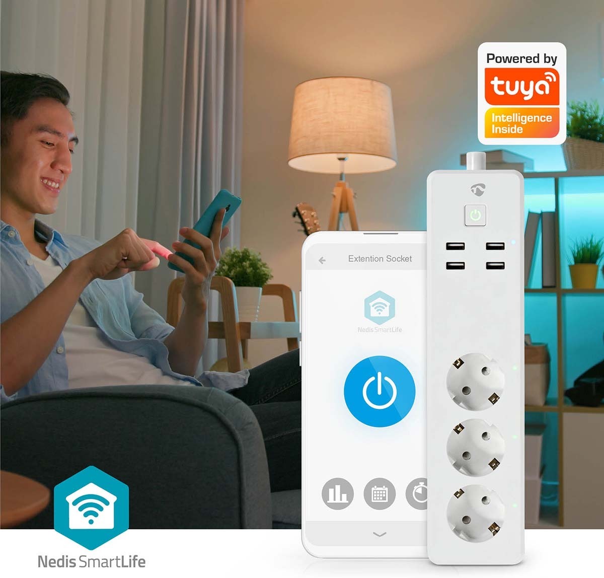 Nedis SmartLife WIFIP312FWT älyjatkojohto, 16 A / 3680 W – kuva 7