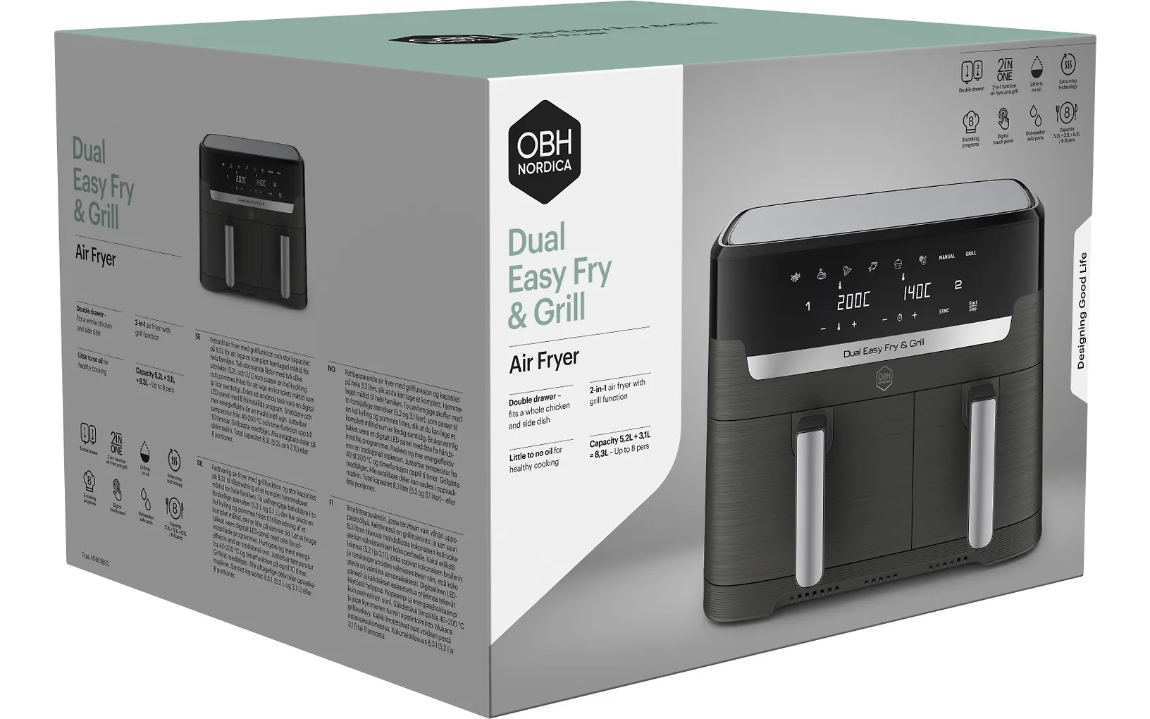 OBH Nordica Dual Easy Fry & Grill airfryer