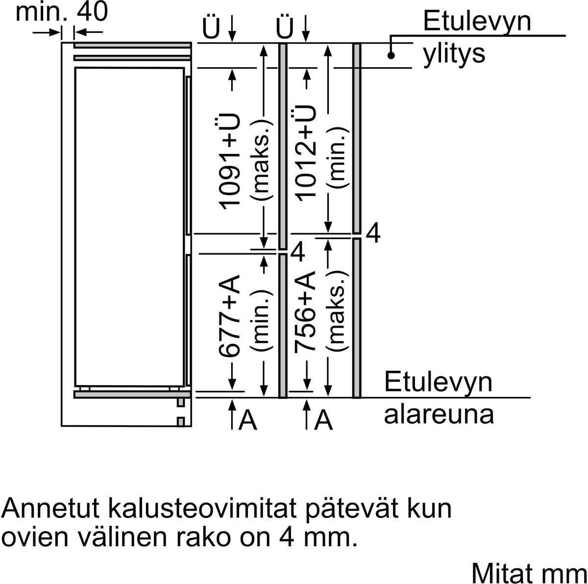 Bosch KIV86NSE0 Serie 2 integroitava jääkaappipakastin – kuva 12