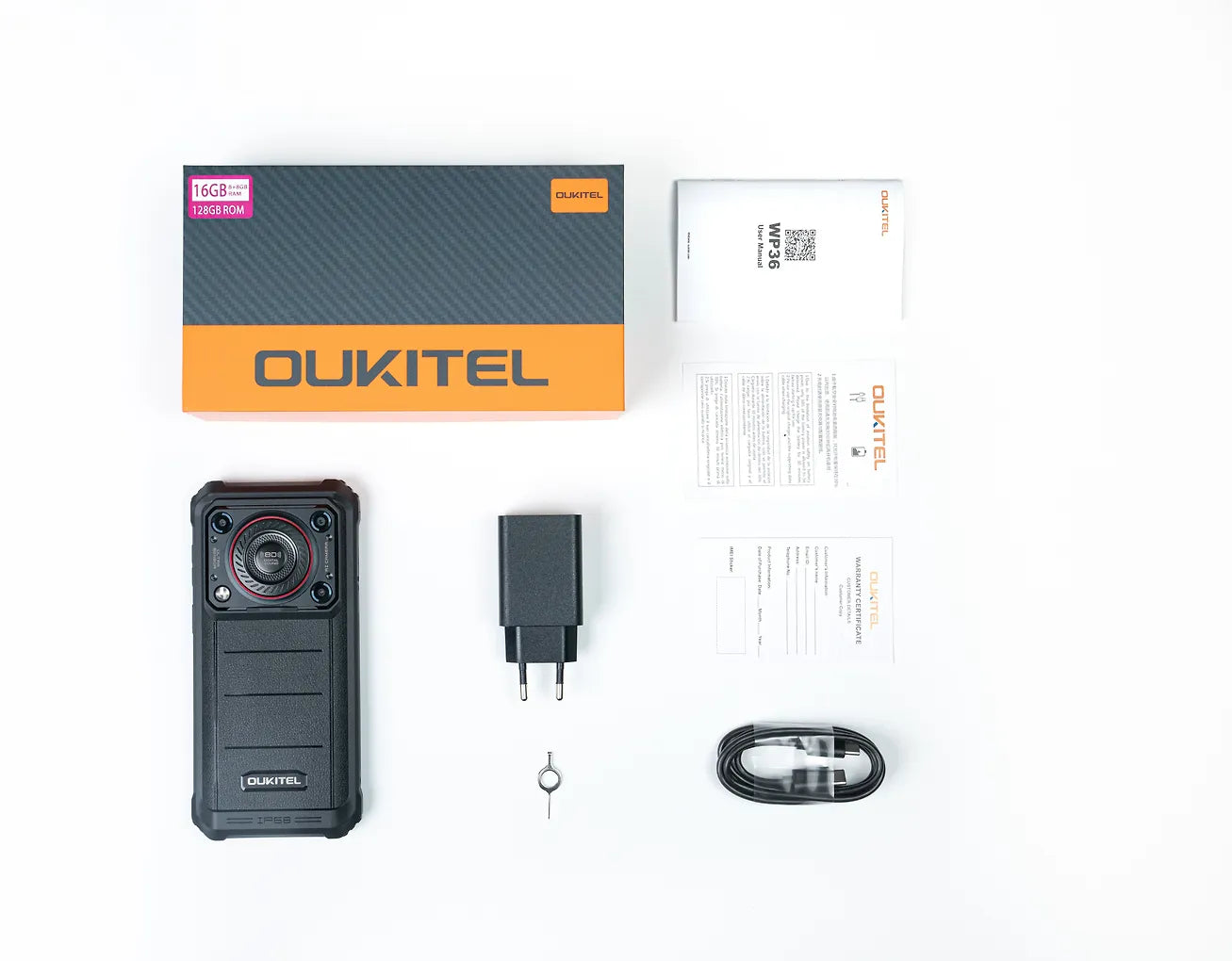 Oukitel WP36 -puhelin, 128/16 Gt, musta