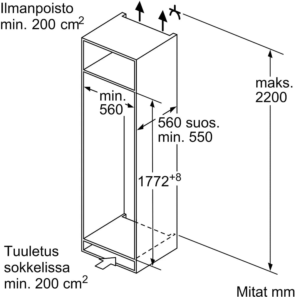 Bosch KIR81VFE0 Serie 4 jääkaappi, integroitava