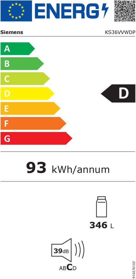 Siemens KS36VVWDP iQ300 jääkaappi, valkoinen