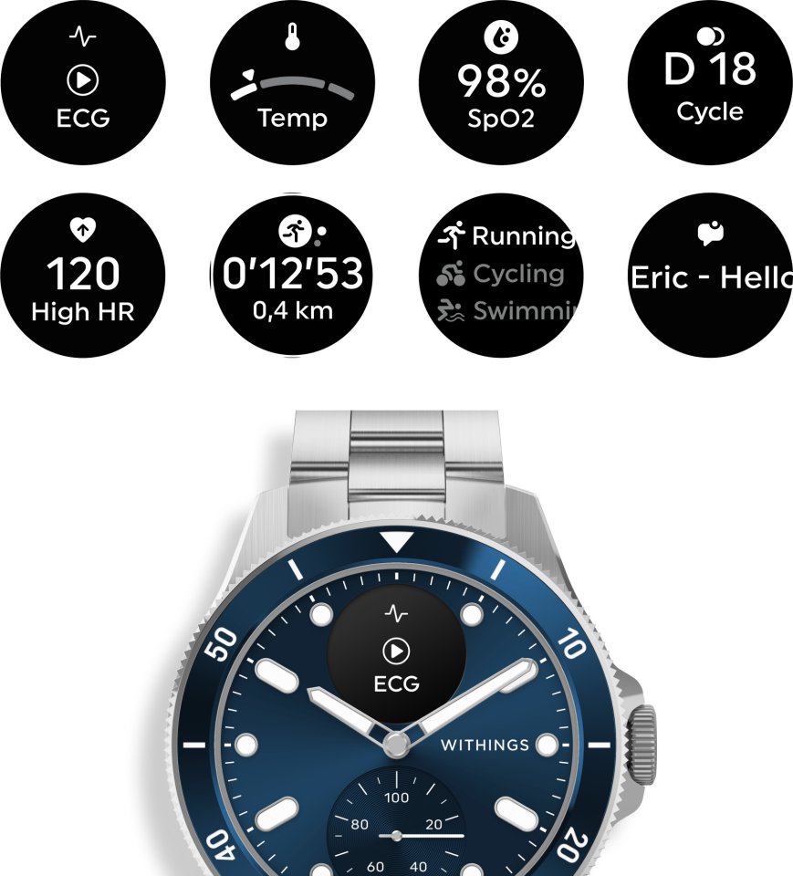 Withings Scanwatch Nova älykello, 42 mm, sininen