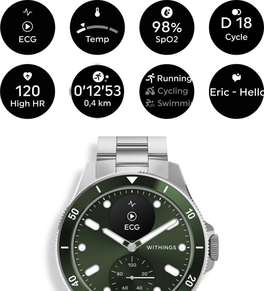 Withings Scanwatch Nova älykello, 42 mm, vihreä