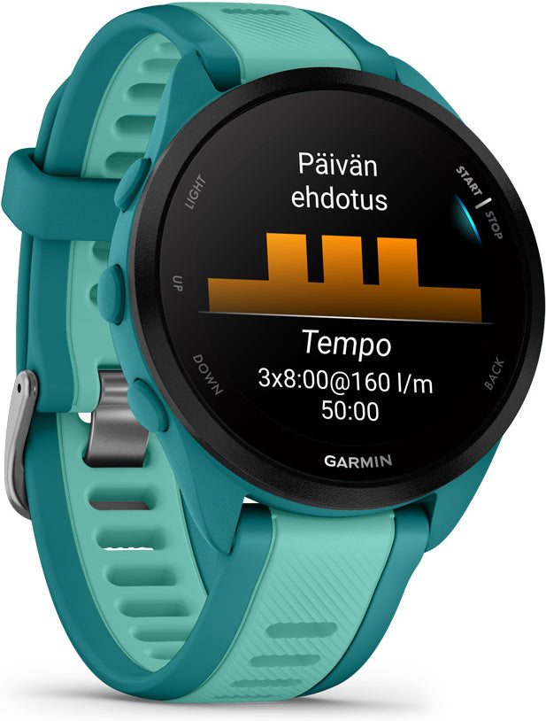 Garmin Forerunner 165 Music -juoksukello, turkoosi