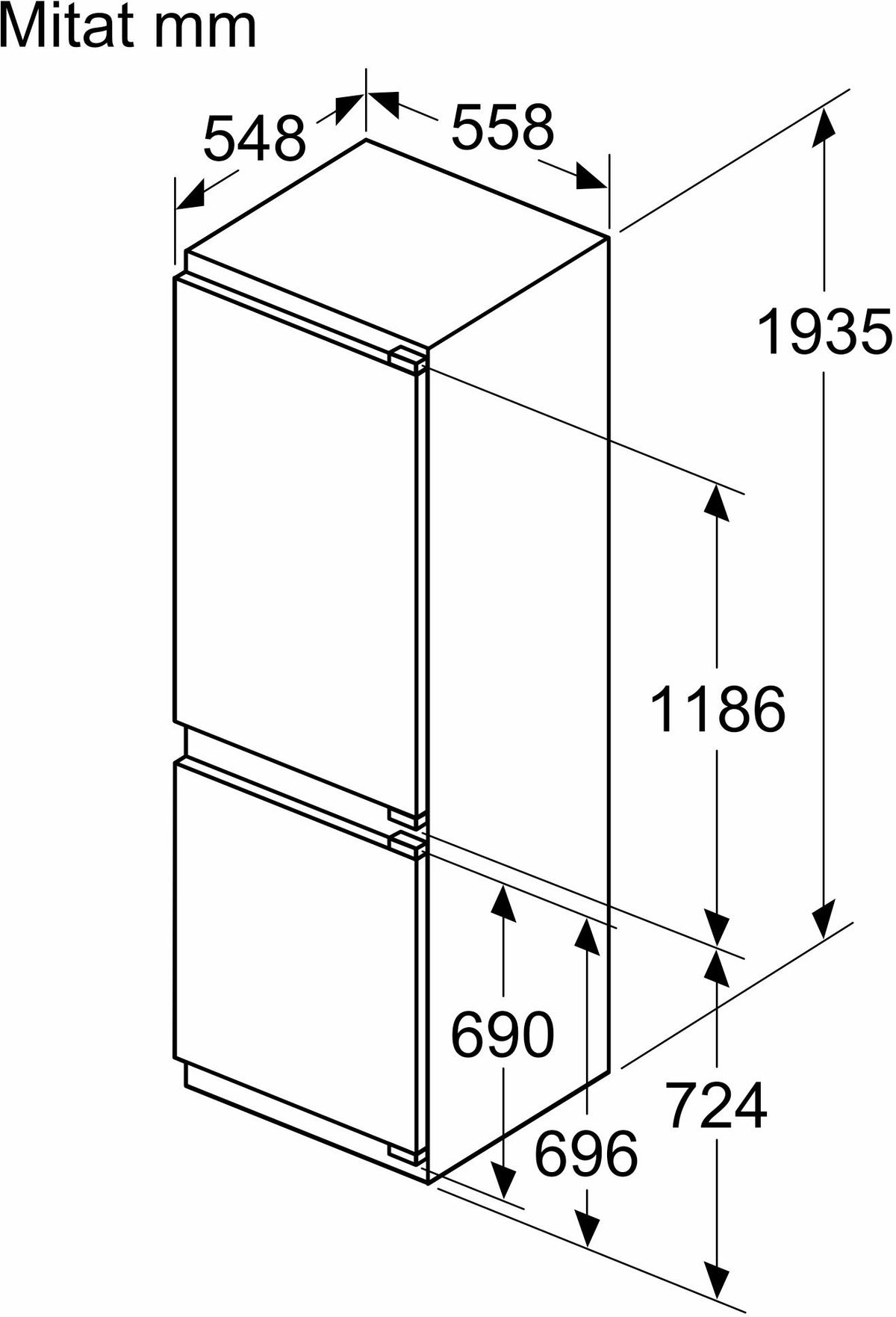 Bosch KIN96VFD0 Serie 4 integroitava jääkaappipakastin – kuva 9