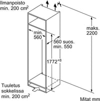 Bosch KIR81ADD0 Serie 6, Integroitava jääkaappi, pehmeästi sulkeutuva litteä sarana – kuva 5