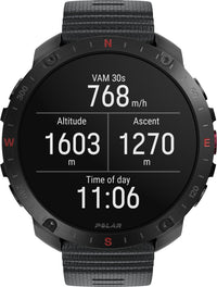 Polar Grit X2 Pro -urheilukello, musta silikoniranneke