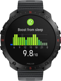 Polar Grit X2 Pro -urheilukello, musta silikoniranneke