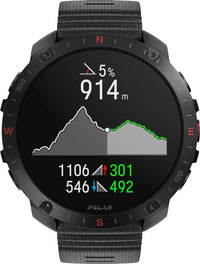 Polar Grit X2 Pro -urheilukello, musta silikoniranneke