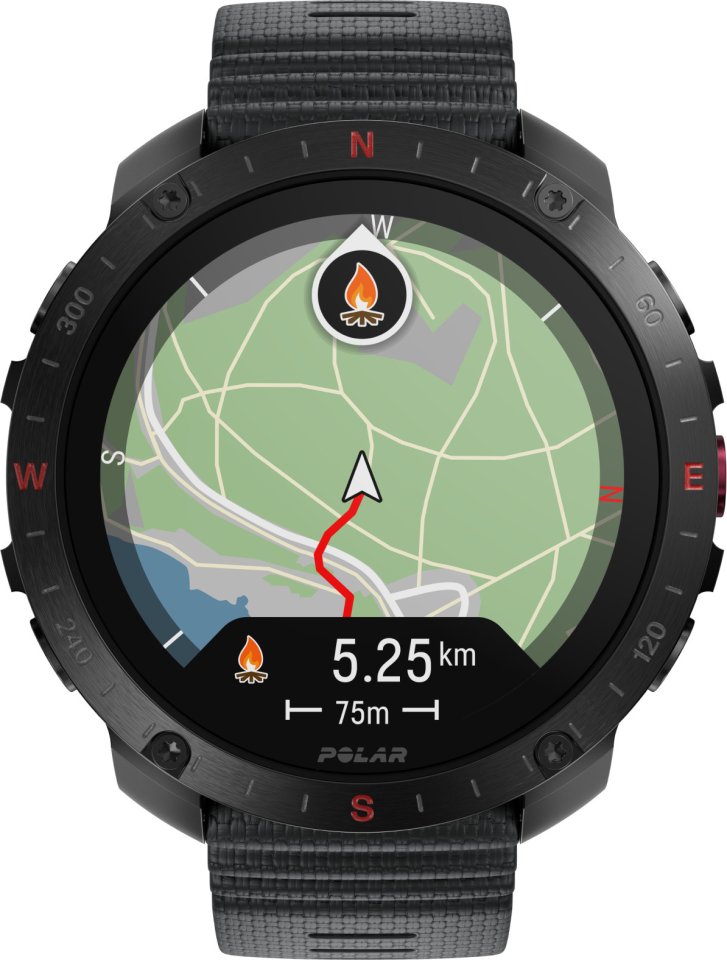 Polar Grit X2 Pro -urheilukello, musta silikoniranneke