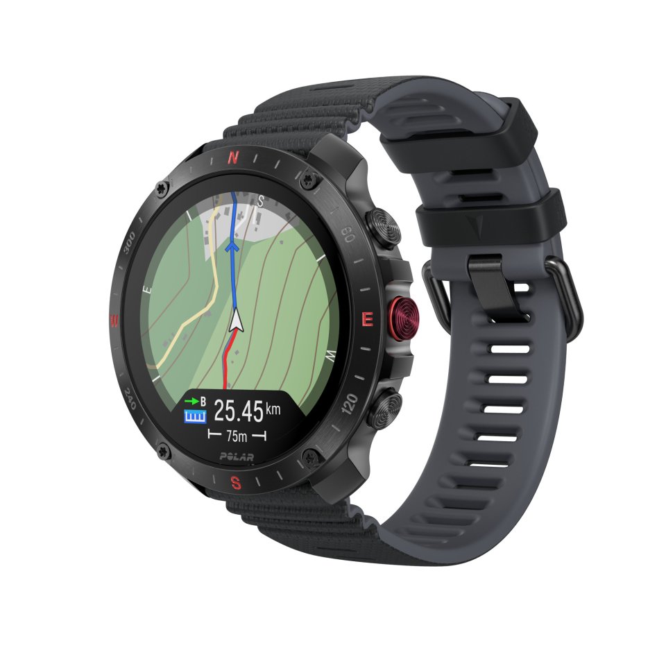 Polar Grit X2 Pro -urheilukello, musta silikoniranneke