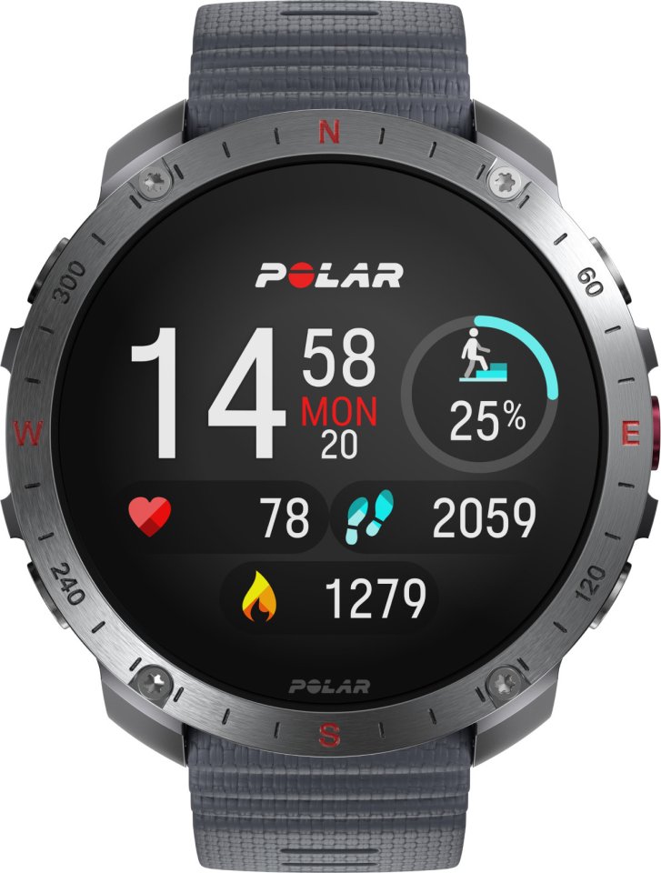 Polar Grit X2 Pro -urheilukello, harmaa silikoniranneke
