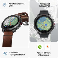 Polar Grit X2 Pro Titan -urheilukello, ruskea nahkaranneke