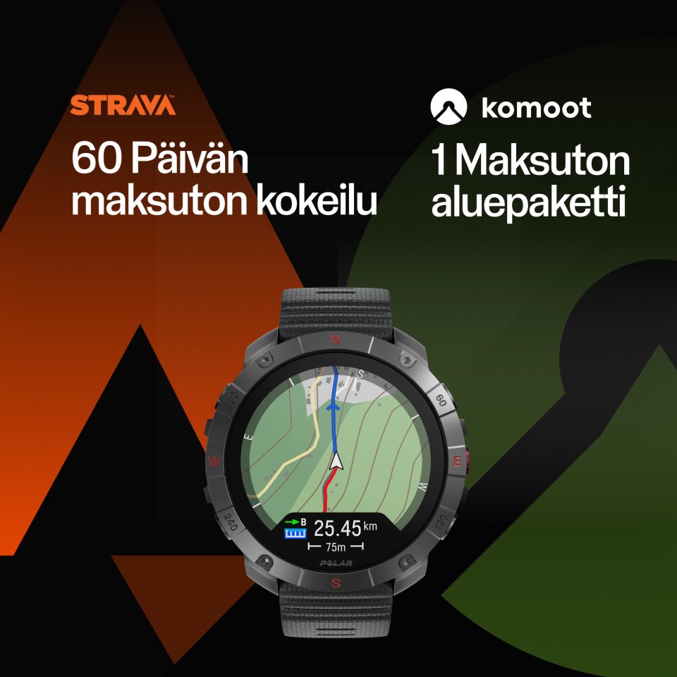 Polar Grit X2 Pro Titan -urheilukello, ruskea nahkaranneke