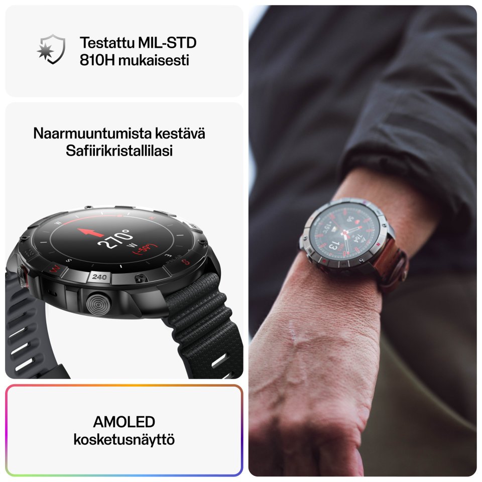 Polar Grit X2 Pro Titan -urheilukello, ruskea nahkaranneke