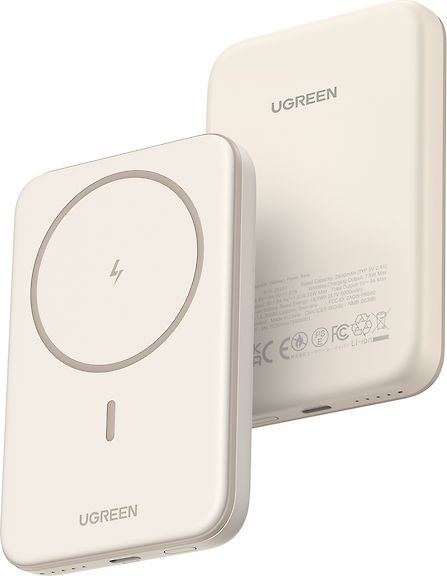 UGREEN Magnetic Wireless Power Bank -langaton varavirtalähde, 5000 mAh, beige