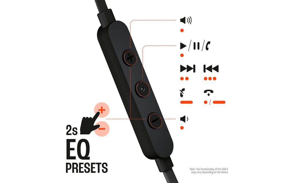 JBL Tune 305C in-ear-hörlurar, USB-C, svarta