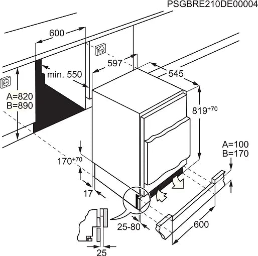 AEG OAB6I82EF 6000-serien skåpfrys, integrerad