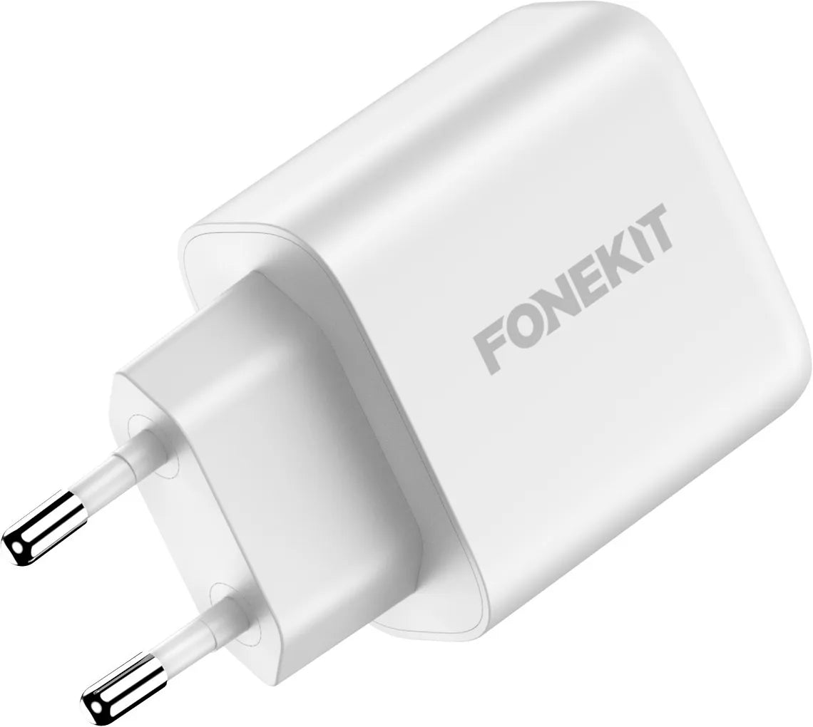 FoneKit GaN PD 65W -nätladdare, USB-C + USB-C, vit