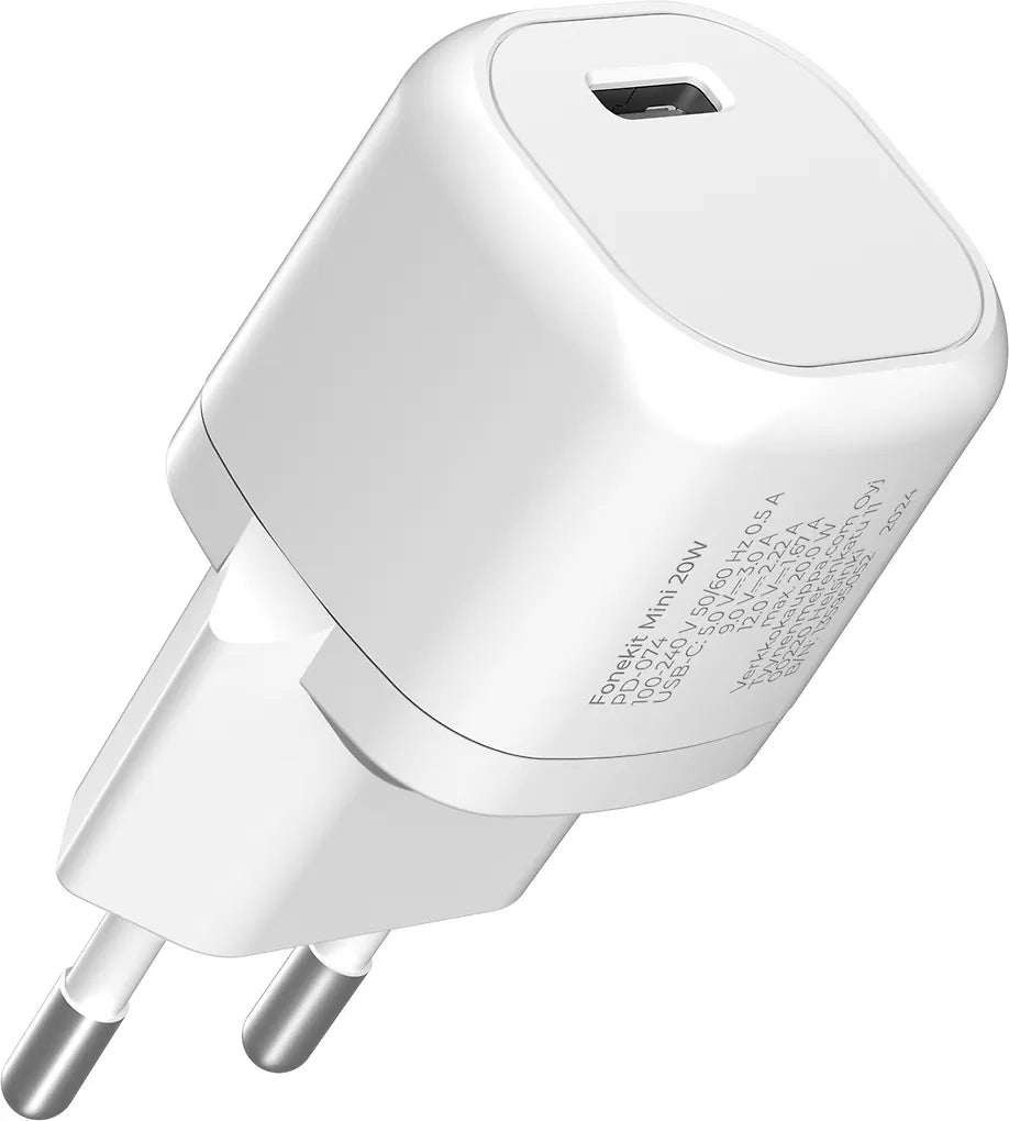 FoneKit Mini 20W -verkkovirtalaturi, USB-C, valkoinen