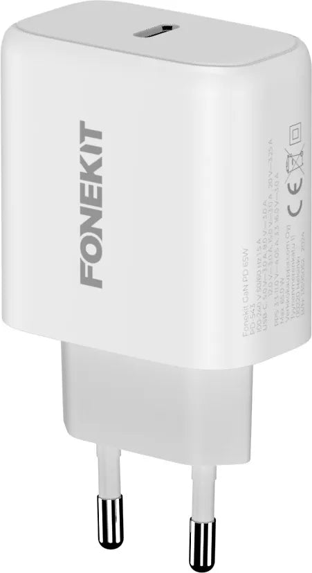 FoneKit GaN PD 65W -nätladdare, USB-C, vit