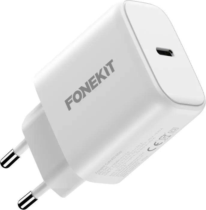 FoneKit GaN PD 65W -nätladdare, USB-C, vit