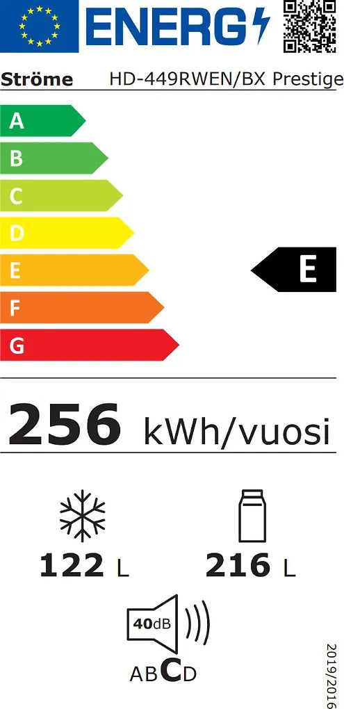 Ströme HD-449RWEN/BX Prestige kyl-frys, svart inox