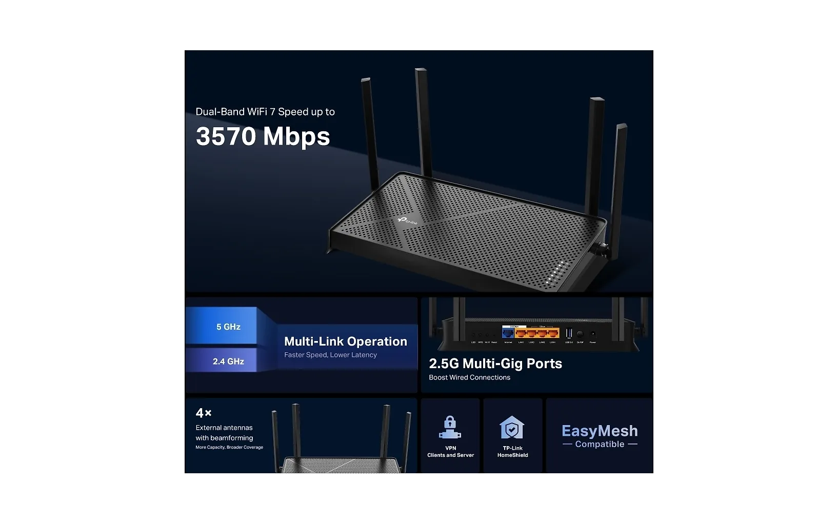 TP-LINK Archer BE230 Dual-Band WiFi 7 -reititin