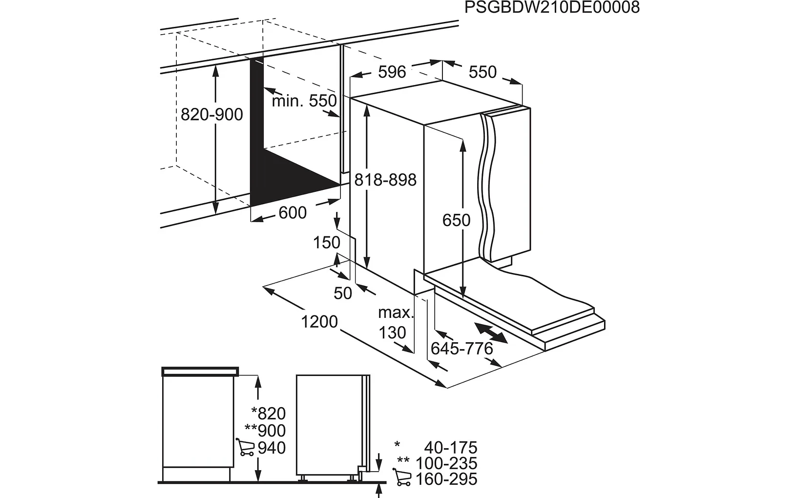 Electrolux 600 SatelliteClean astianpesukone, integroitava (EES48400L)