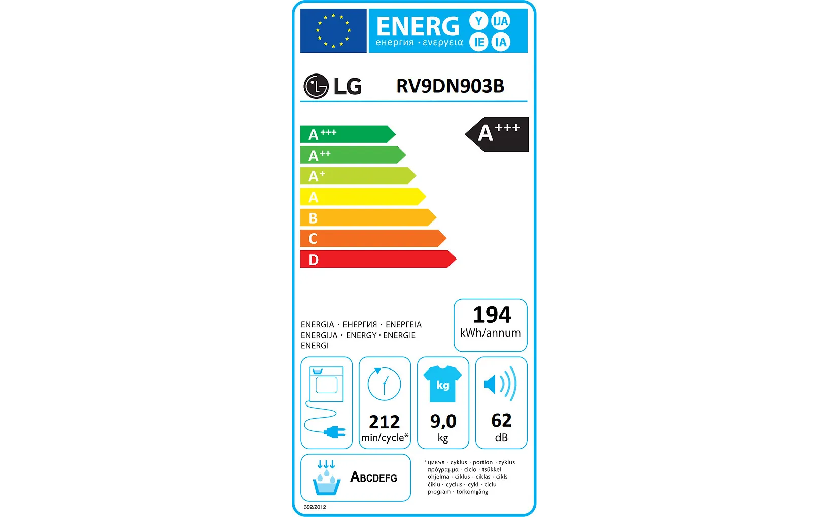 LG RV9DN903B torktumlare, svart