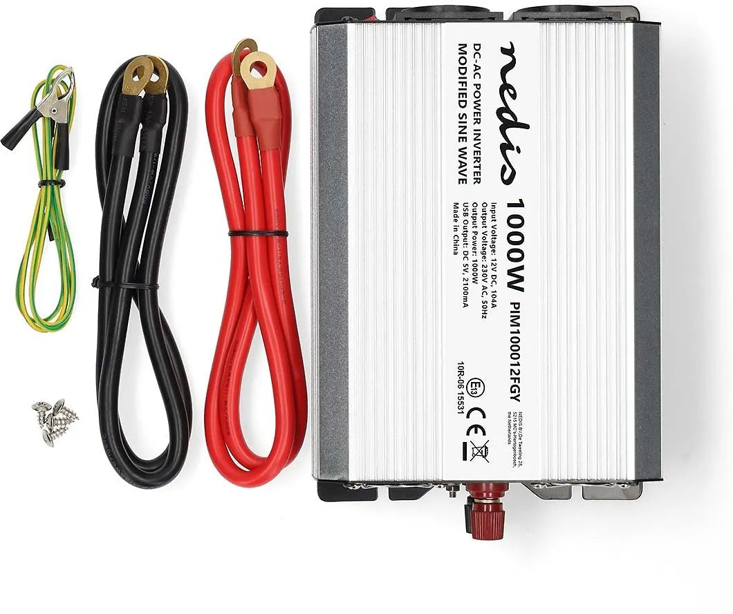 Nedis PIM100012FGY invertteri, 12 V, 1000 W, muokattu siniaalto