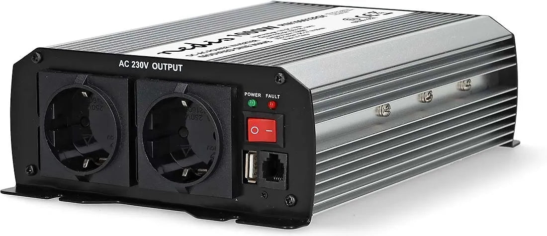 Nedis PIM100012FGY invertteri, 12 V, 1000 W, muokattu siniaalto
