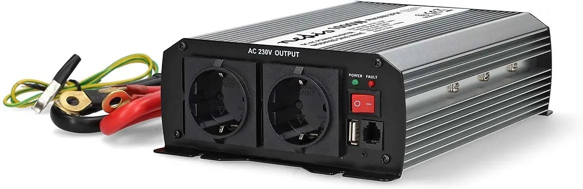 Nedis PIM100012FGY invertteri, 12 V, 1000 W, muokattu siniaalto