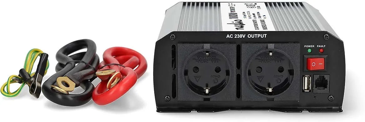 Nedis PIM100012FGY invertteri, 12 V, 1000 W, muokattu siniaalto