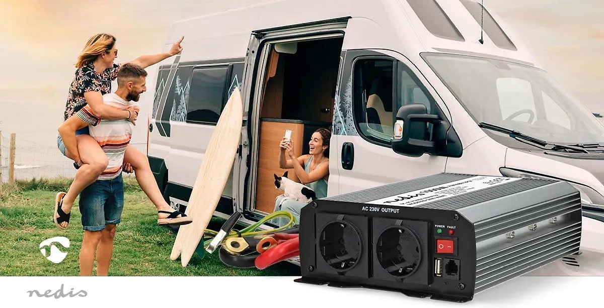 Nedis PIM100012FGY invertteri, 12 V, 1000 W, muokattu siniaalto