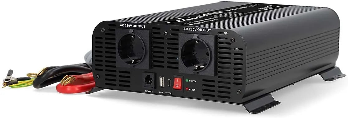 Nedis PIP200012FBK invertteri, 12 V, 2000 W, puhdas siniaalto