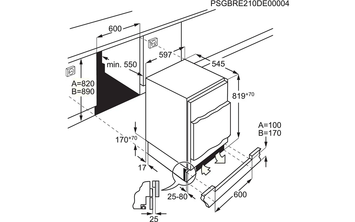 Electrolux LYB3AE82R frysskåp, integrerbart