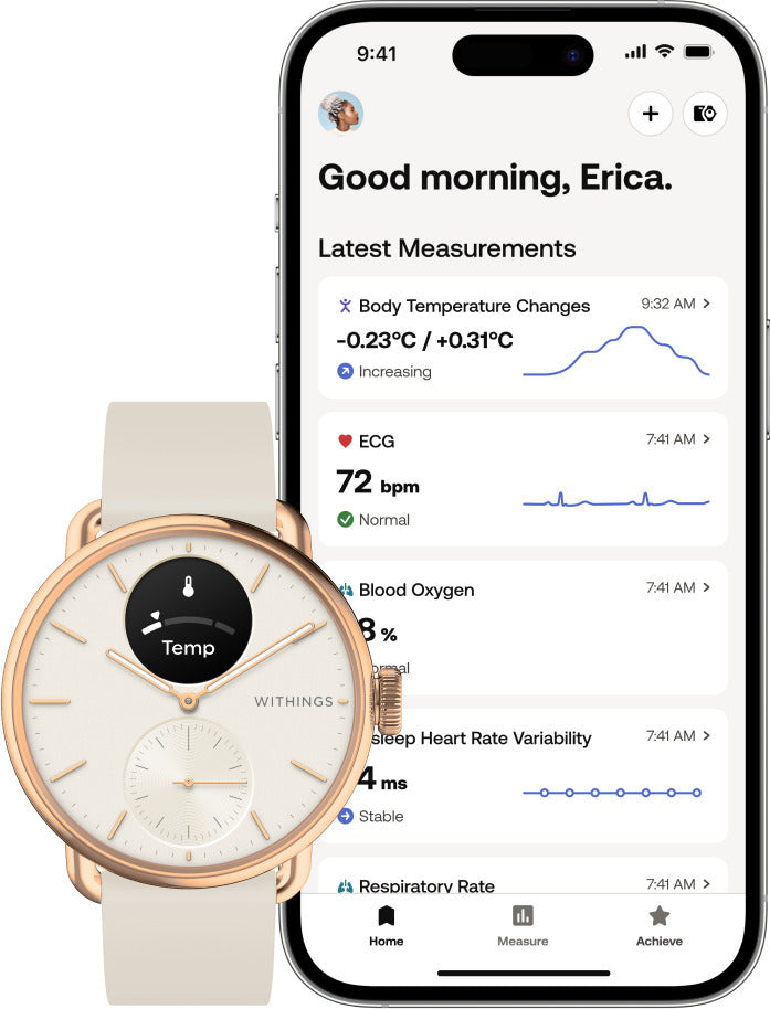 Withings Scanwatch 2 älykello, 38 mm, ruusukulta