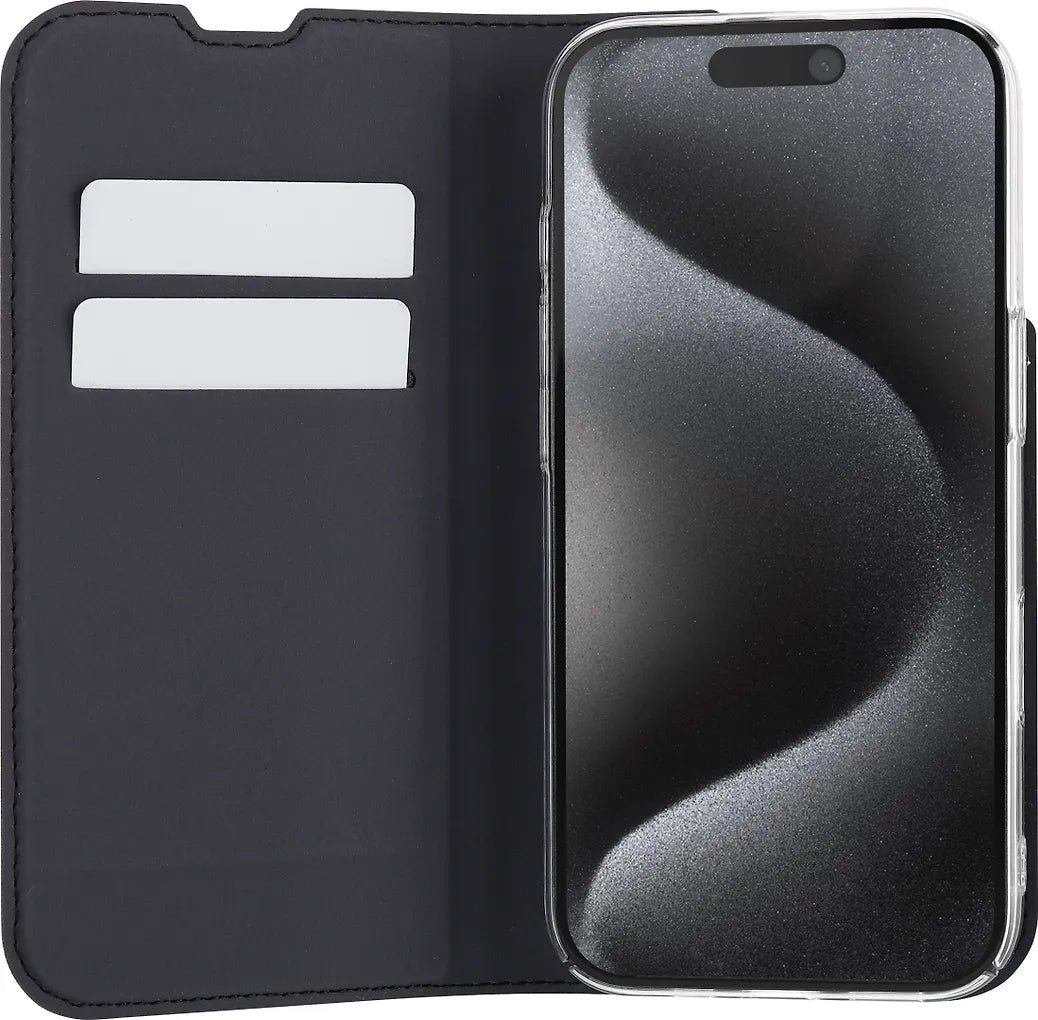 FoneKit BookCase -suojakotelo, iPhone 16 Pro, musta