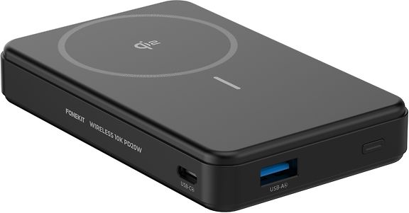 FoneKit Wireless 10K PD20W Qi2 varavirtalähde, 10 000 mAh, musta – kuva 1