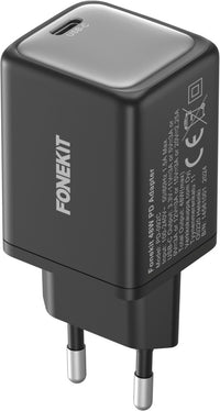 FoneKit GaN PD 45 W pikalaturi, USB-C, musta