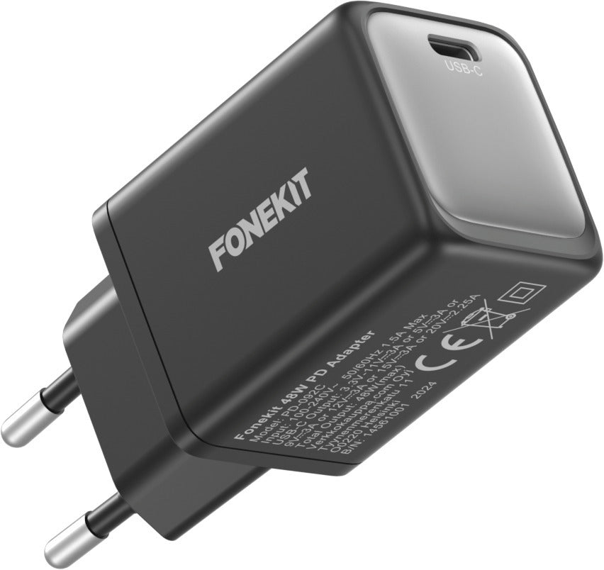 FoneKit GaN PD 45 W pikalaturi, USB-C, musta