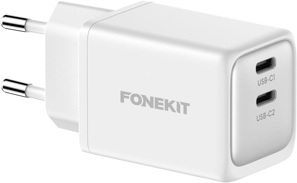 FoneKit GaN PD 48 W pikalaturi, 2 × USB-C, valkoinen