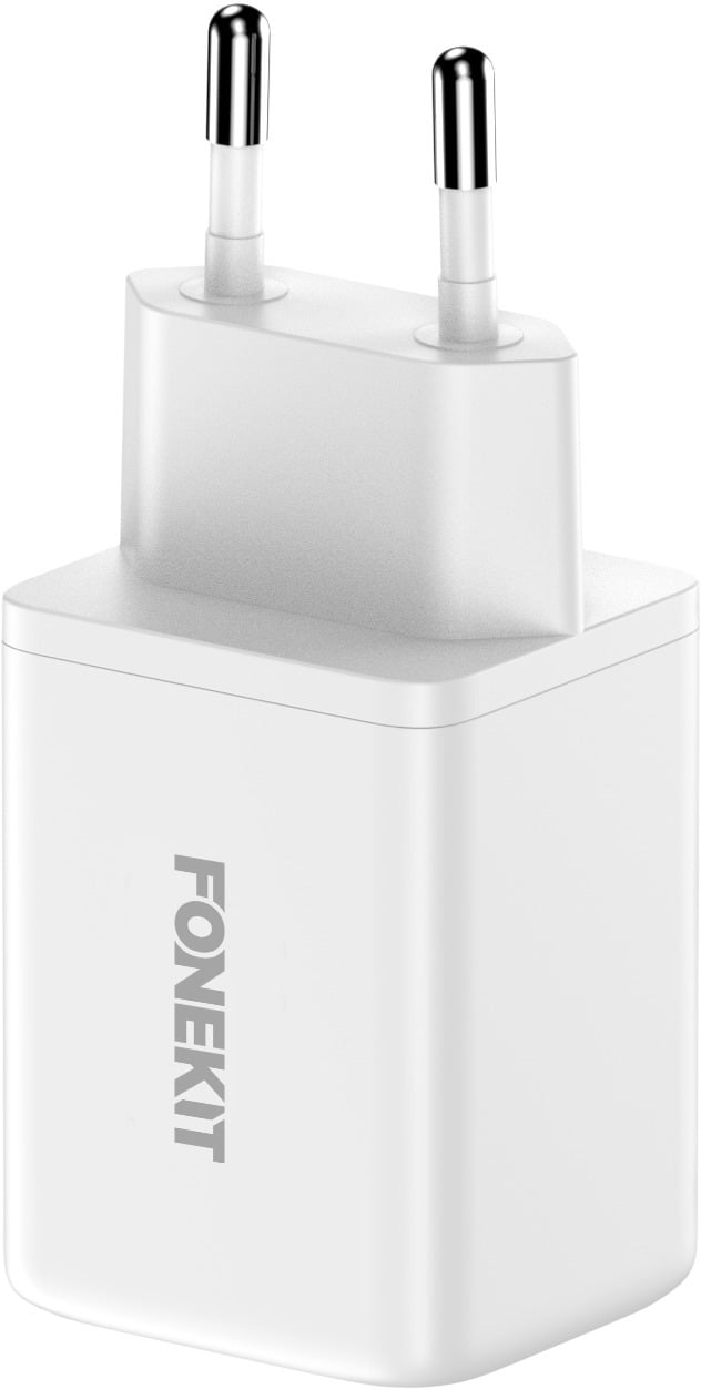 FoneKit GaN PD 48 W pikalaturi, 2 × USB-C, valkoinen